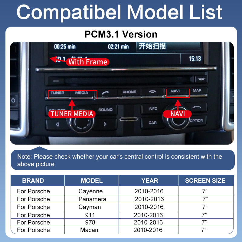 Wireless Apple Carplay For Porsche 911 Bosxter Cayman Macan Cayenne Panamera PCM/CDR Android Auto Support Rear Camera