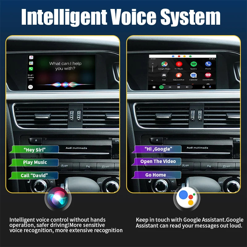 Wireless CarPlay Android Auto Interface for Audi A4 A5 Q5 2009-2015, with AirPlay Mirror Link Car Play Functions Support Camera