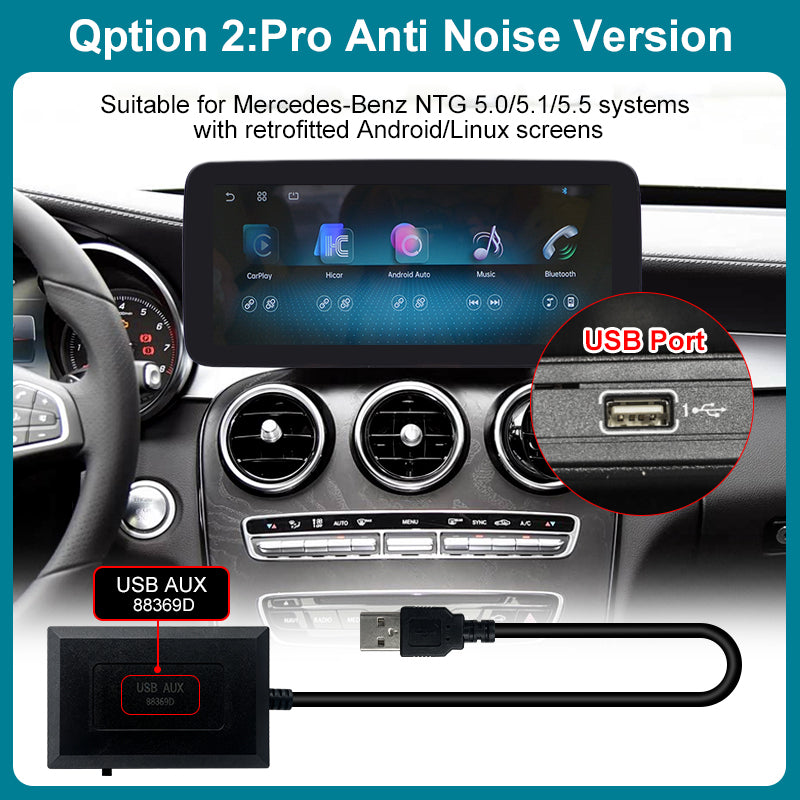 AUX to USB Adapter for Mercedes Benz NTG 5.0/5.1/5.5/6.0 System Audio Input Output Converter Aux Activator
