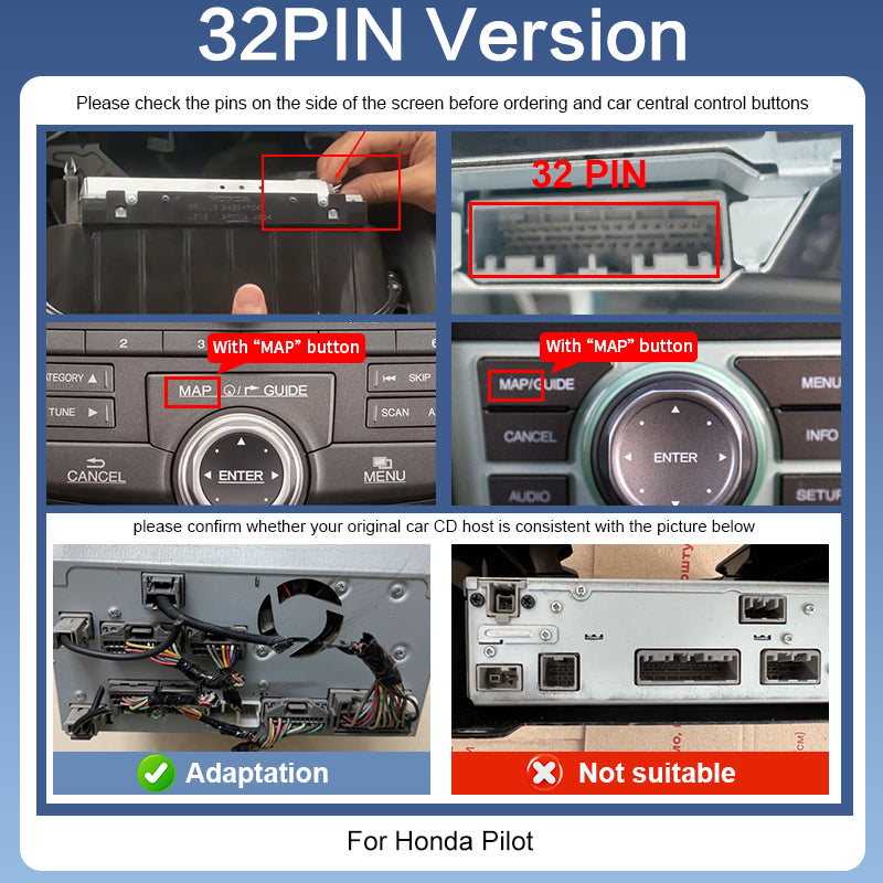Wireless Apple CarPlay Adapter for Honda Accord /Crosstour/Spire/Pilot Android Auto Mirror Link USB Player Front Rear AHD Camera