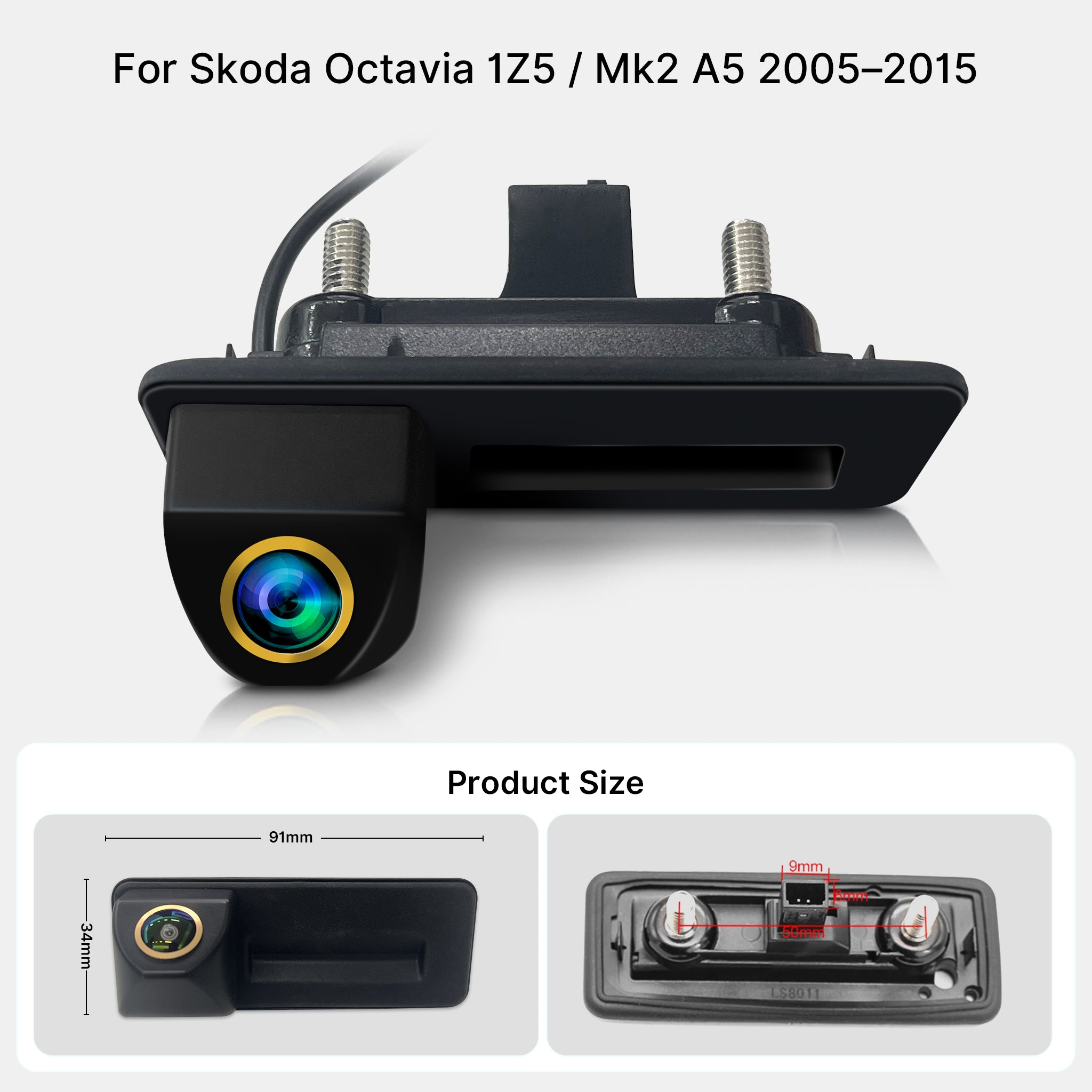 Audi VW Skoda Trunk Handle Backup Camera | Golden Fisheye Lens Rear View Reverse Camera