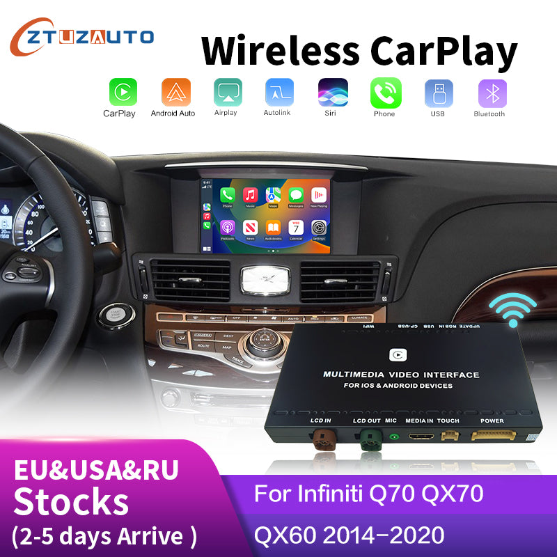 Wireless Apple CarPlay Android Auto for Infiniti QX60 QX60 Q70 2014-2020 Aftermarket Car Play Upgrade Retrofit Kit