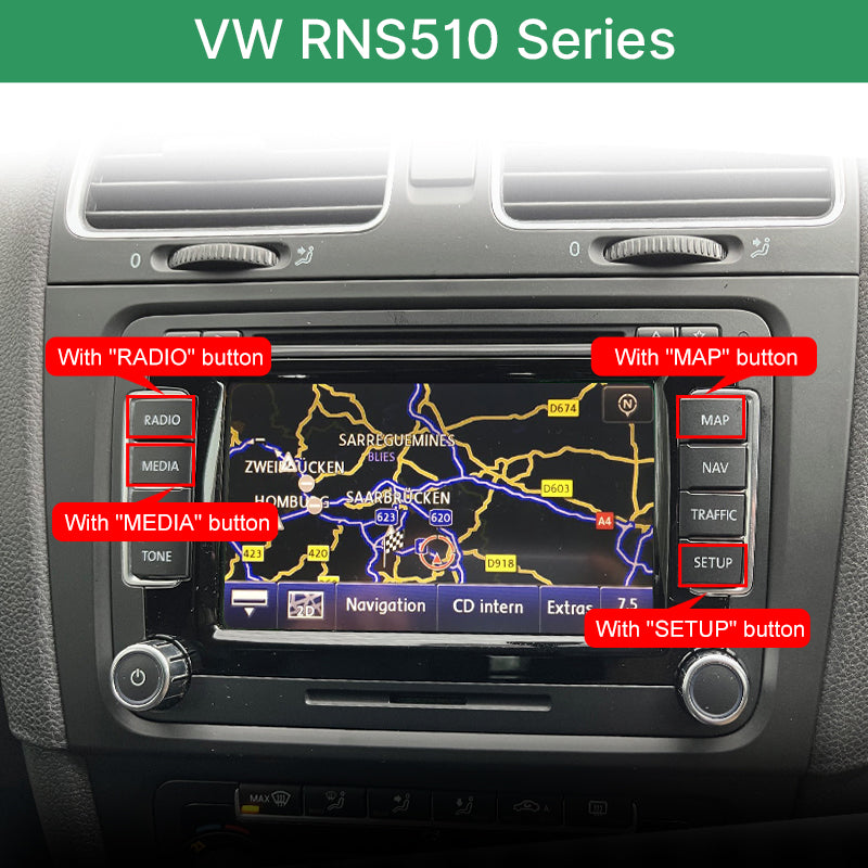 Wireless CarPlay & Android Auto | OEM Factory Screen Upgrade for VW RNS510 & Bentley RNS810