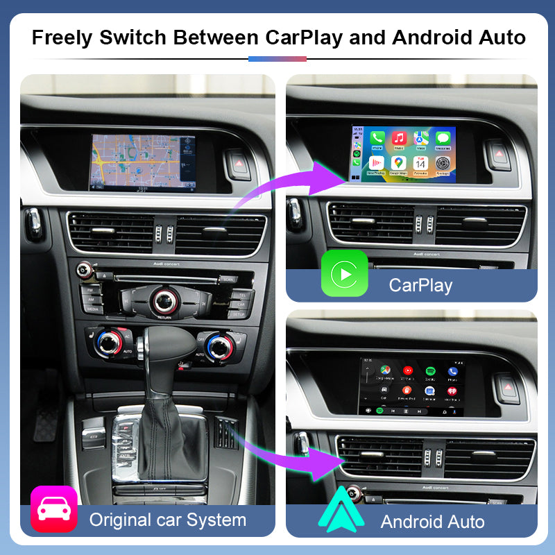 Wireless CarPlay Android Auto MMI Interface for Audi A4 B8 A5 Q5 2008-2016 with AirPlay Mirror Link Functions Reverse Camera
