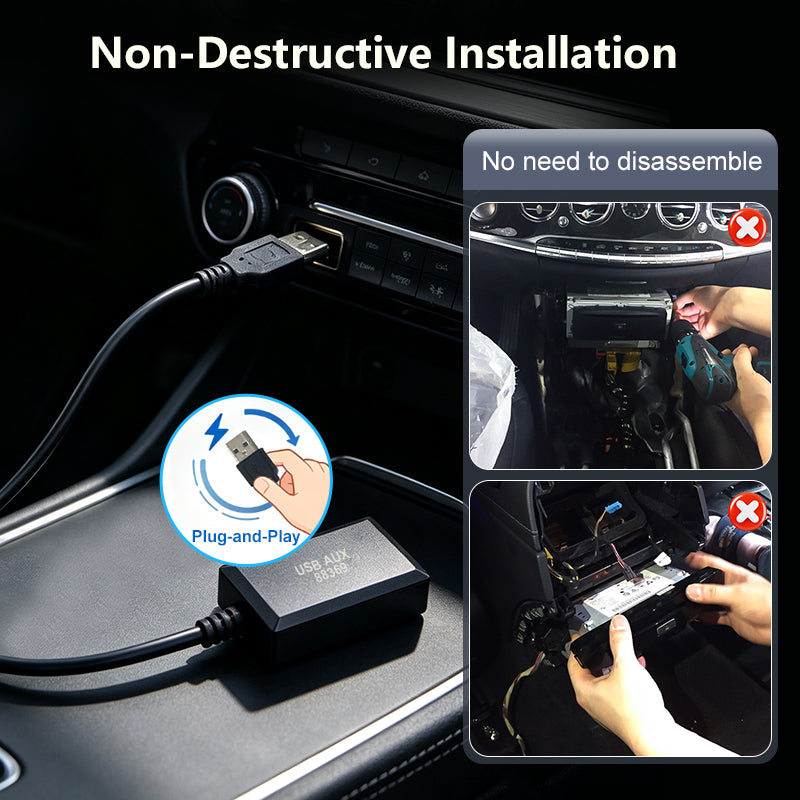 AUX to USB Adapter for Mercedes Benz NTG 5.0/5.1/5.5/6.0 System Audio Input Output Converter Aux Activator