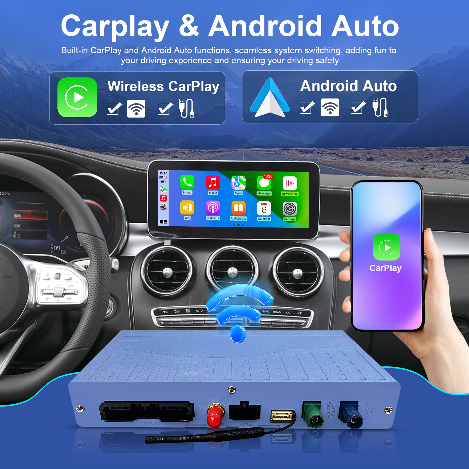 Wireless CarPlay & Android Auto Module for Mercedes-Benz NTG 6.0 MBUX Touchscreen Upgrade