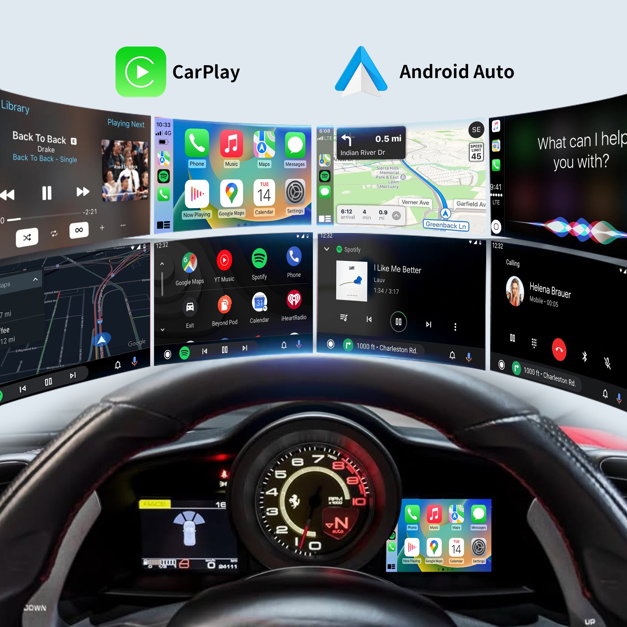 Wireless CarPlay & Android Auto Module for Ferrari 458 / 488 | Instrument Cluster Screen Upgrade
