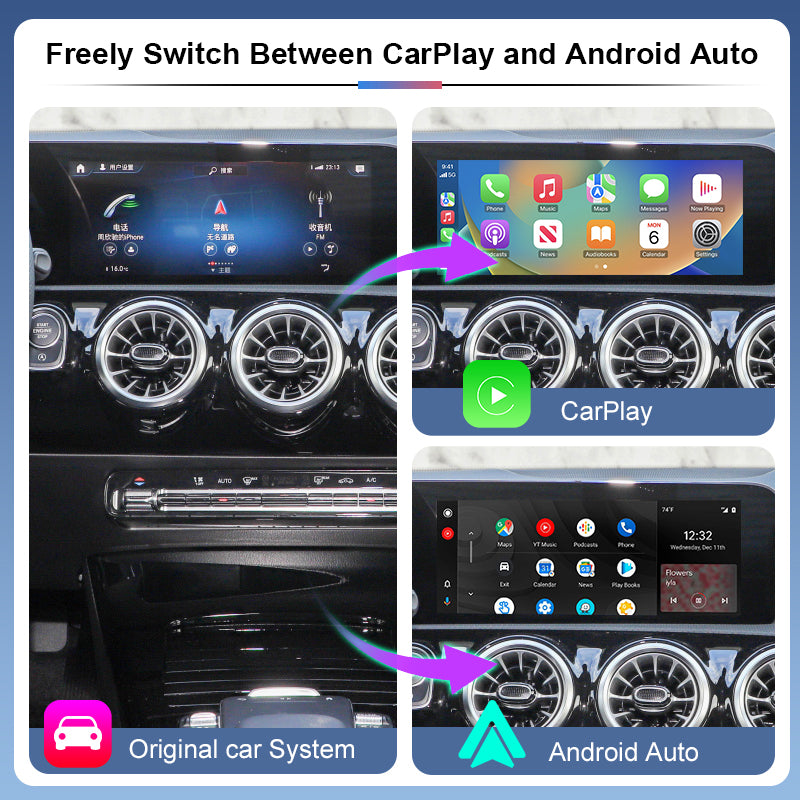 2026 Wireless CarPlay Adapter for Mercedes Benz NTG6.0 A B C E CLS CLA GLA GLB Class 2018-2022 Mirror Link & Airplay Compatibility