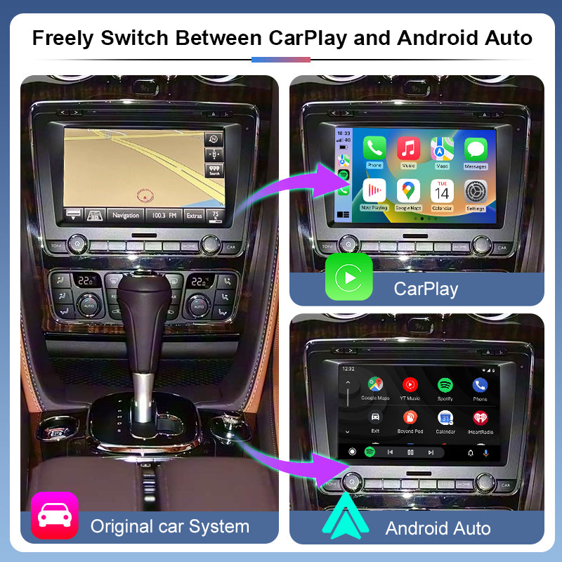 Wireless CarPlay & Android Auto | OEM Factory Screen Upgrade for VW RNS510 & Bentley RNS810