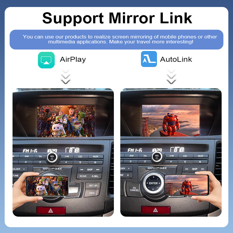 Wireless Apple CarPlay Adapter for Honda Accord /Crosstour/Spire/Pilot Android Auto Mirror Link USB Player Front Rear AHD Camera