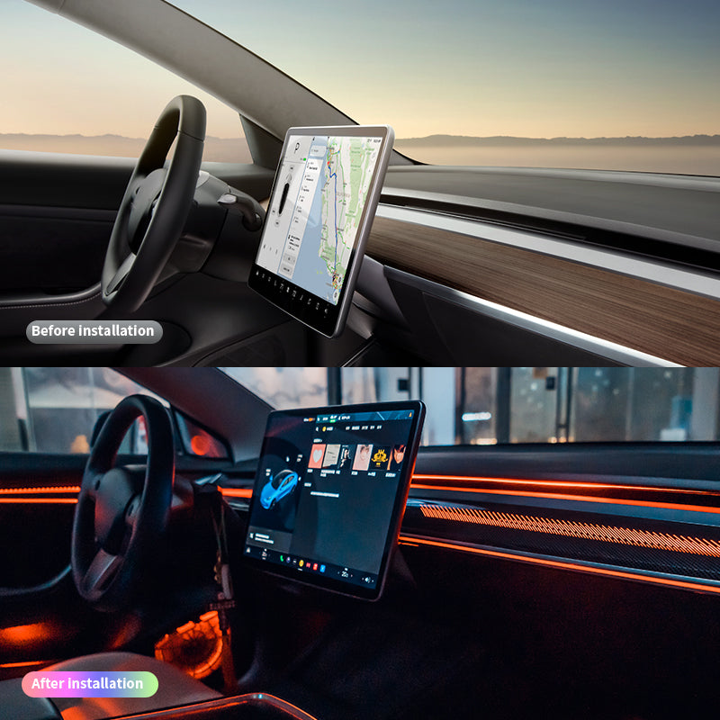 Car Styling Ambient Lamp Lights For Tesla Model 3/Model Y 2021-2023 Dragon Rainbow Laser Atmosphere Lamp Decorate Ambient Light