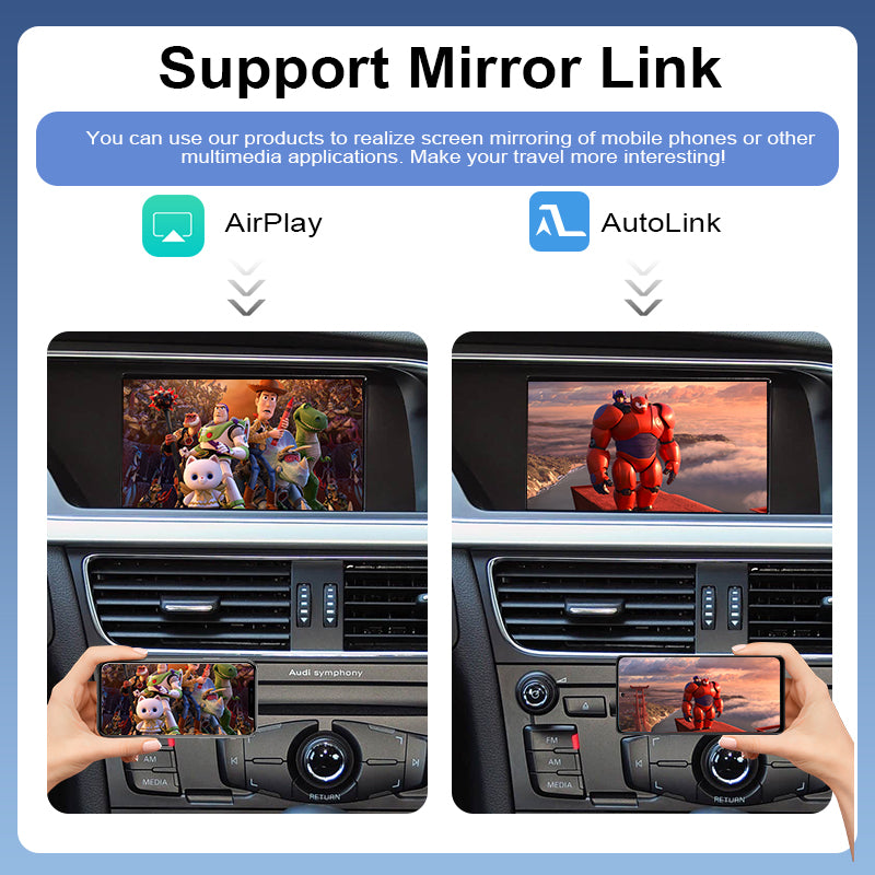 Wireless CarPlay Android Auto MMI Interface for Audi A4 B8 A5 Q5 2008-2016 with AirPlay Mirror Link Functions Reverse Camera