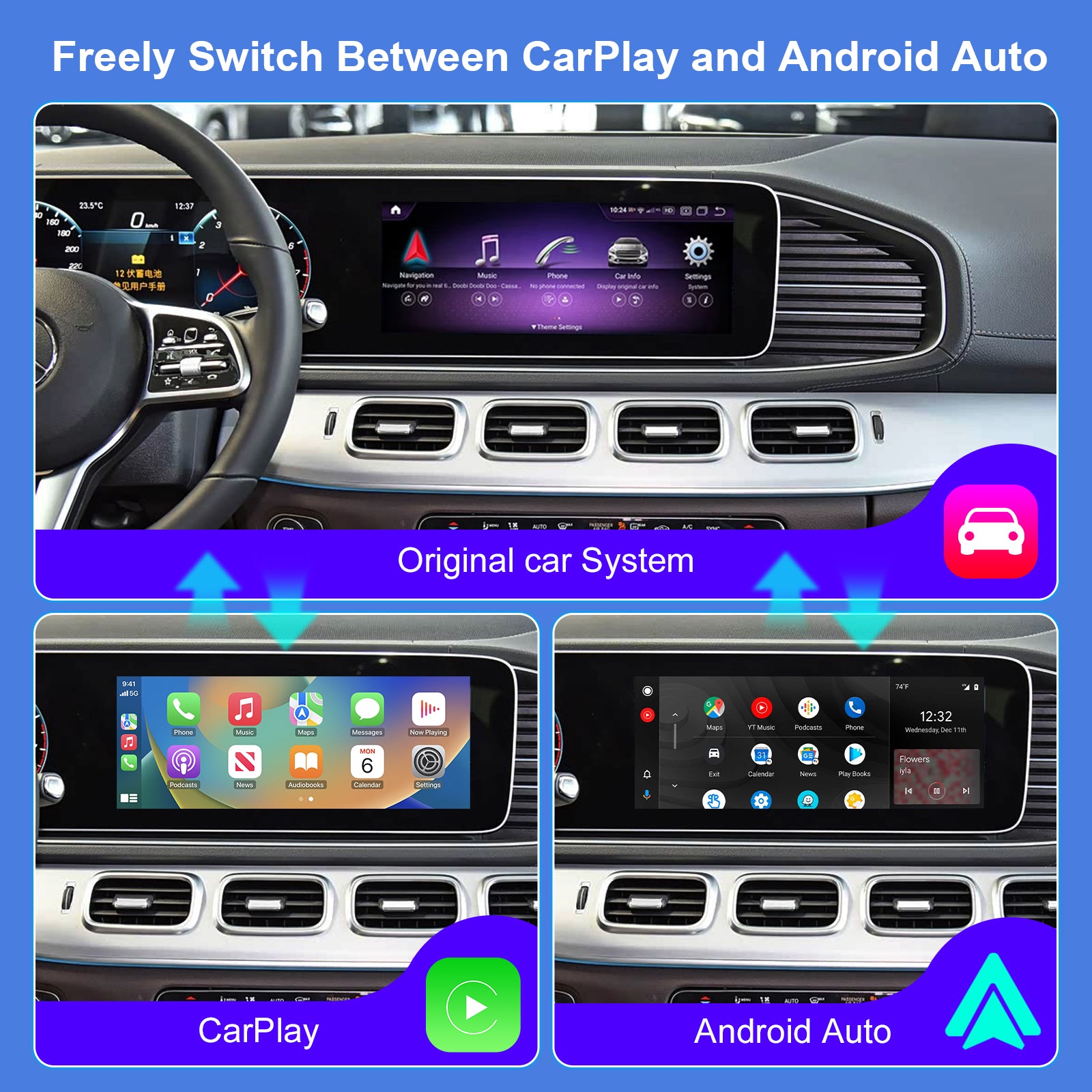 Wireless CarPlay & Android Auto Module for Mercedes-Benz NTG 6.0 MBUX Touchscreen Upgrade