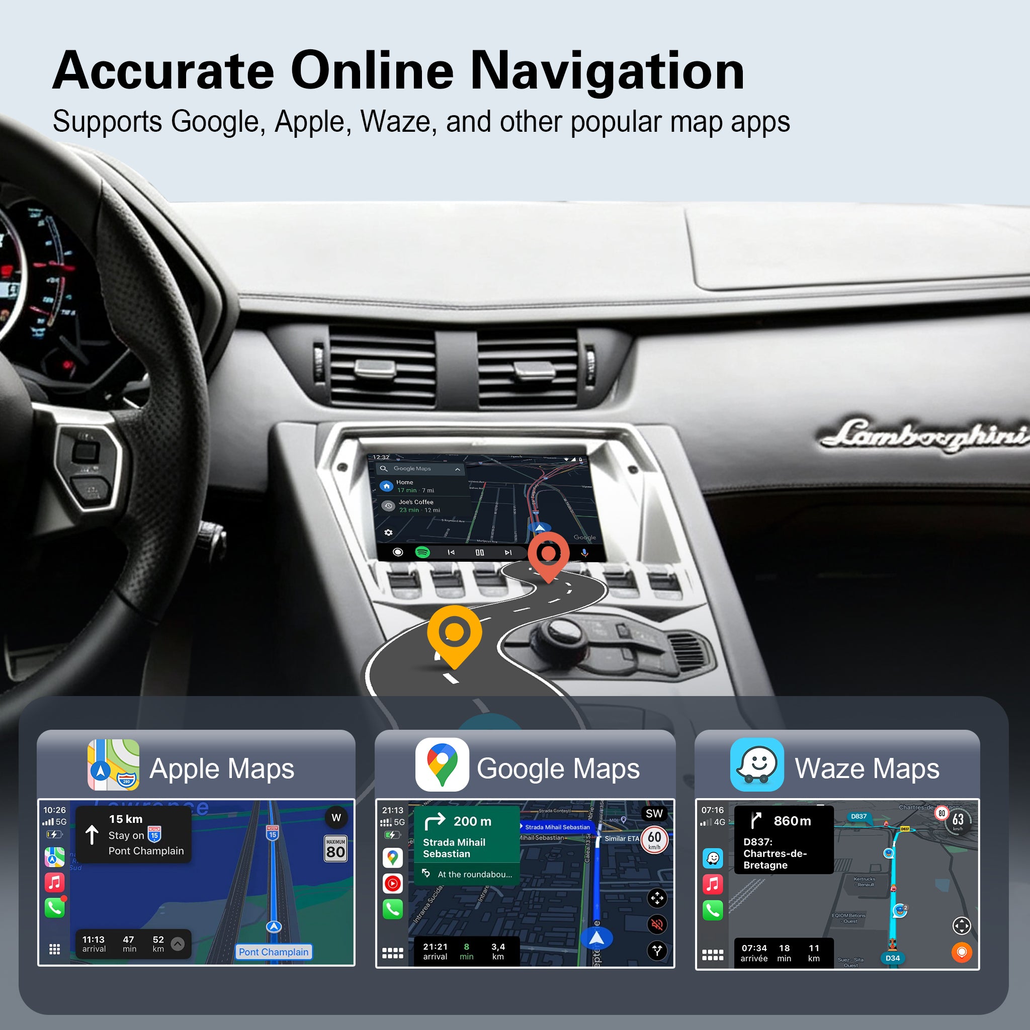 OEM Integration Wireless CarPlay Retrofit Kit for Lamborghini Aventador 2012-2019