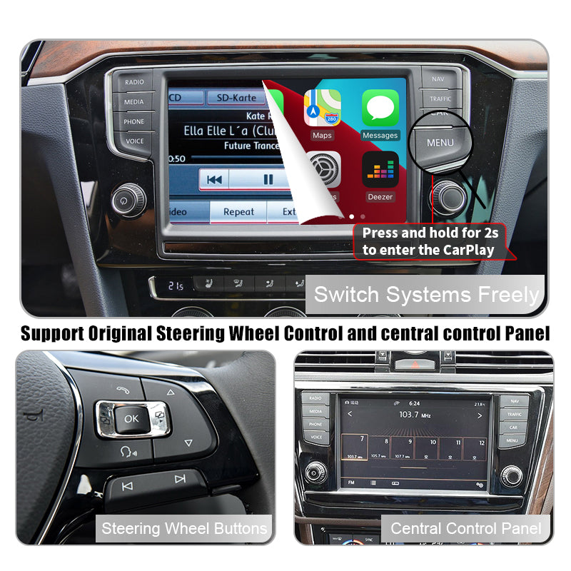 Wireless CarPlay Android Auto for Volkswagen VW Polo Golf Touareg Tiguan Teramont Passat MIB System ,  Module Box Video Interface