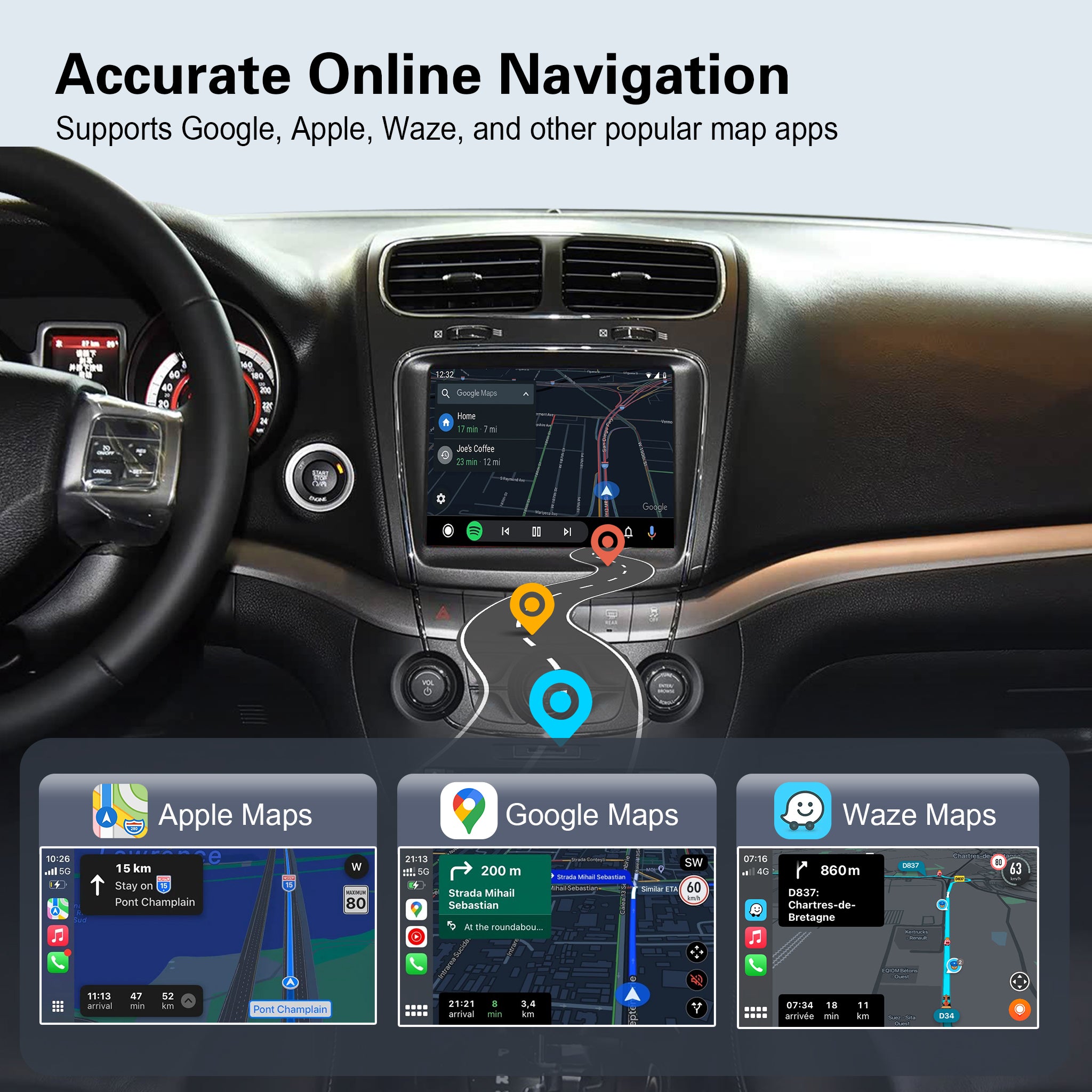Gen3 CarPlay Decoder Module for Dodge Uconnect Radio Dodge Challenger / Viper Ram  / Journey  / Dart OEM Factory Screen Upgrade