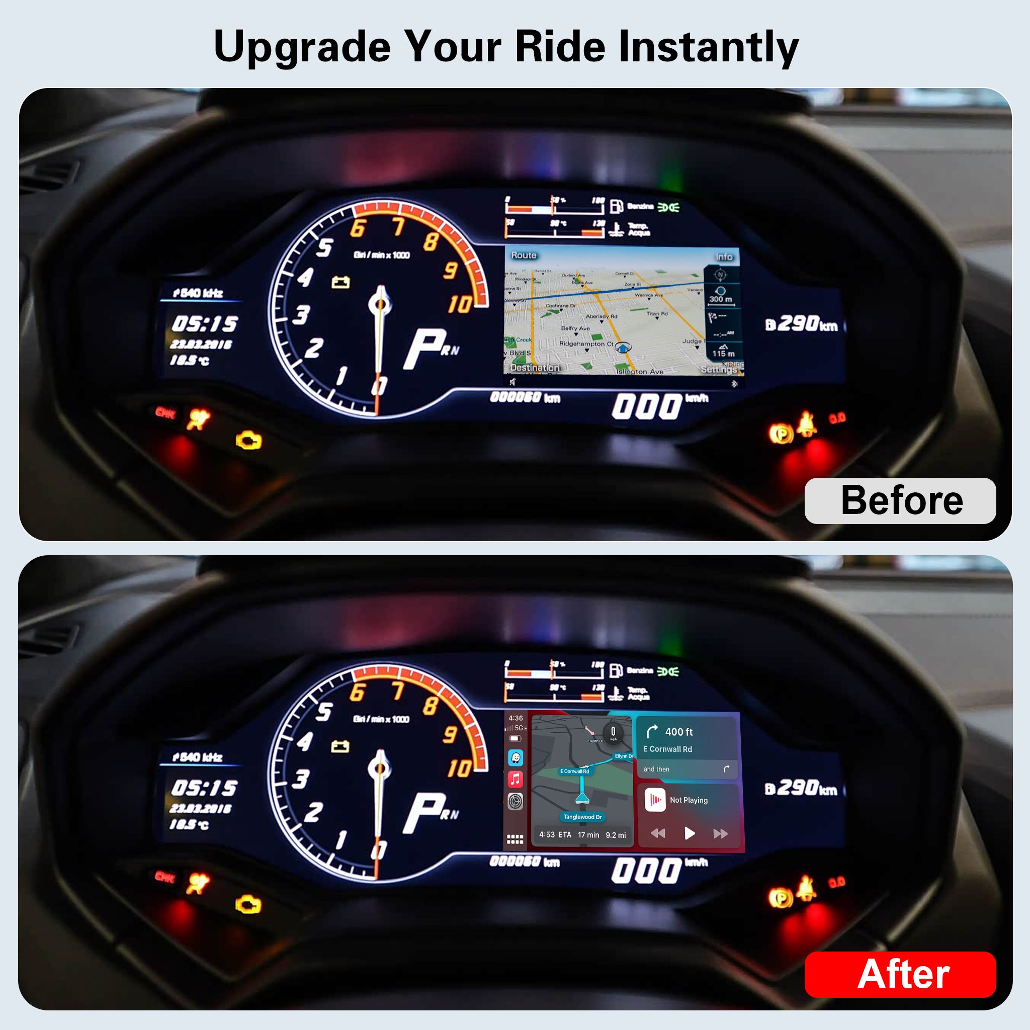 Wireless CarPlay System for Lamborghini Huracán (2014-2018) Instrument Cluster Display