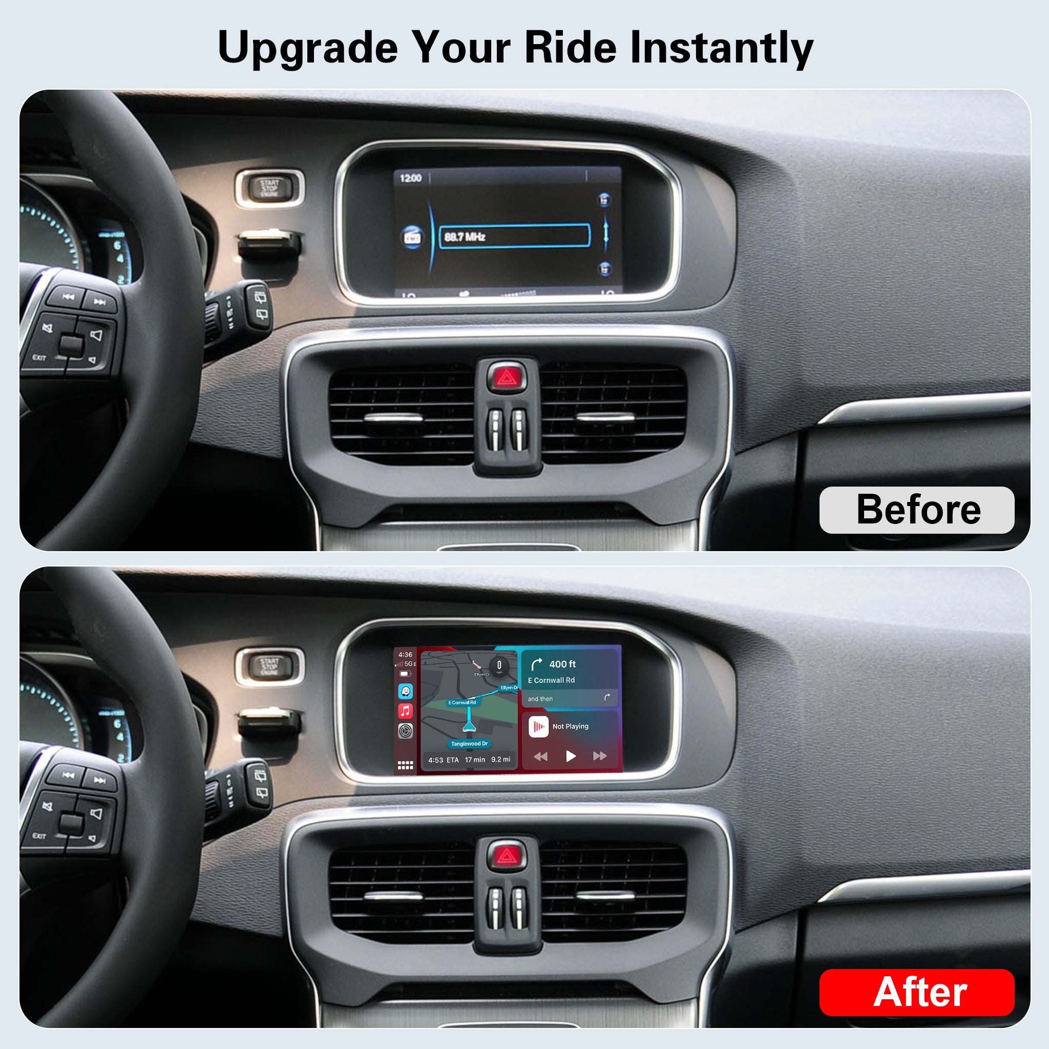 CarPlay & Android Auto for Volvo V40 V60 XC60 S60 S80 XC70 (No Globe Button)