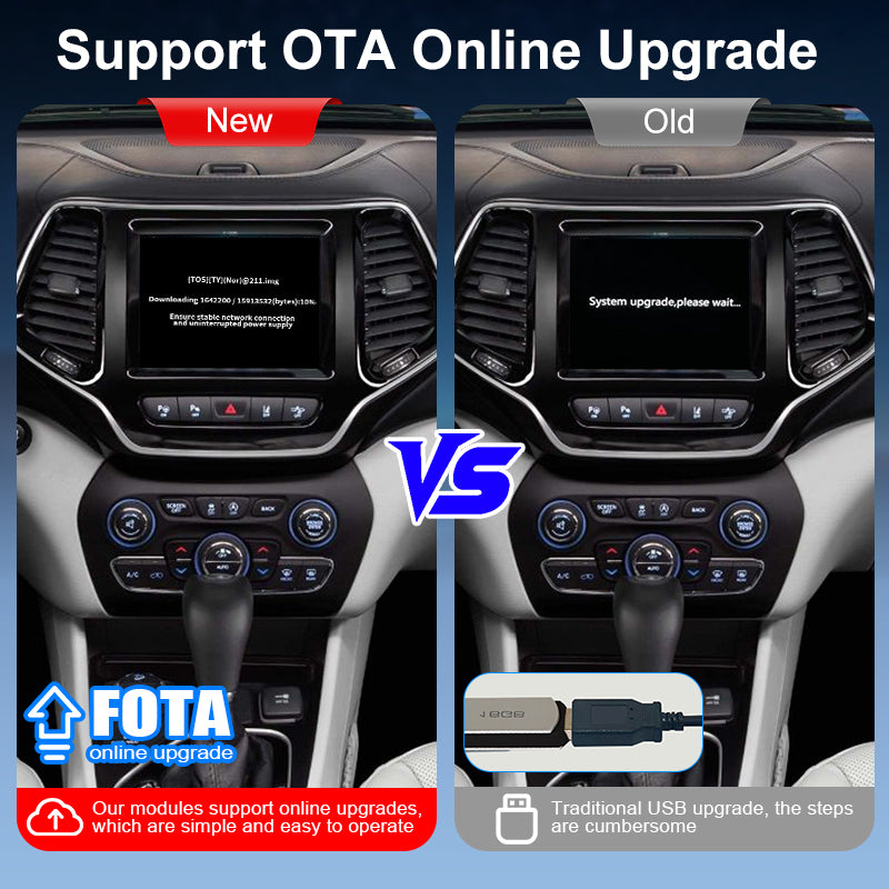 Wireless CarPlay Android Auto for Jeep Cherokee/Compass/Grand-Cherokee Support Mirror Multimedia Navigation Aftermarket Camera
