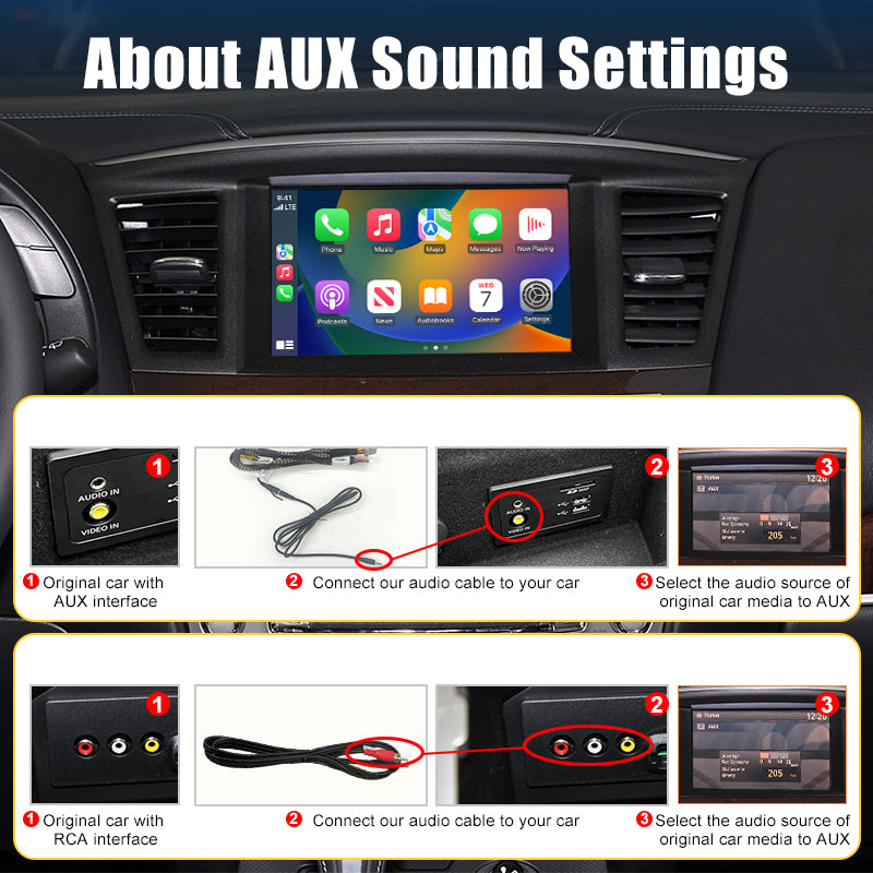 Wireless CarPlay Android Auto Adapter for Infiniti Q50 Q50L QX50 Q60 QX60 QX80 Nissan Patrol Mirror Link AirPlay Retrofit Kit