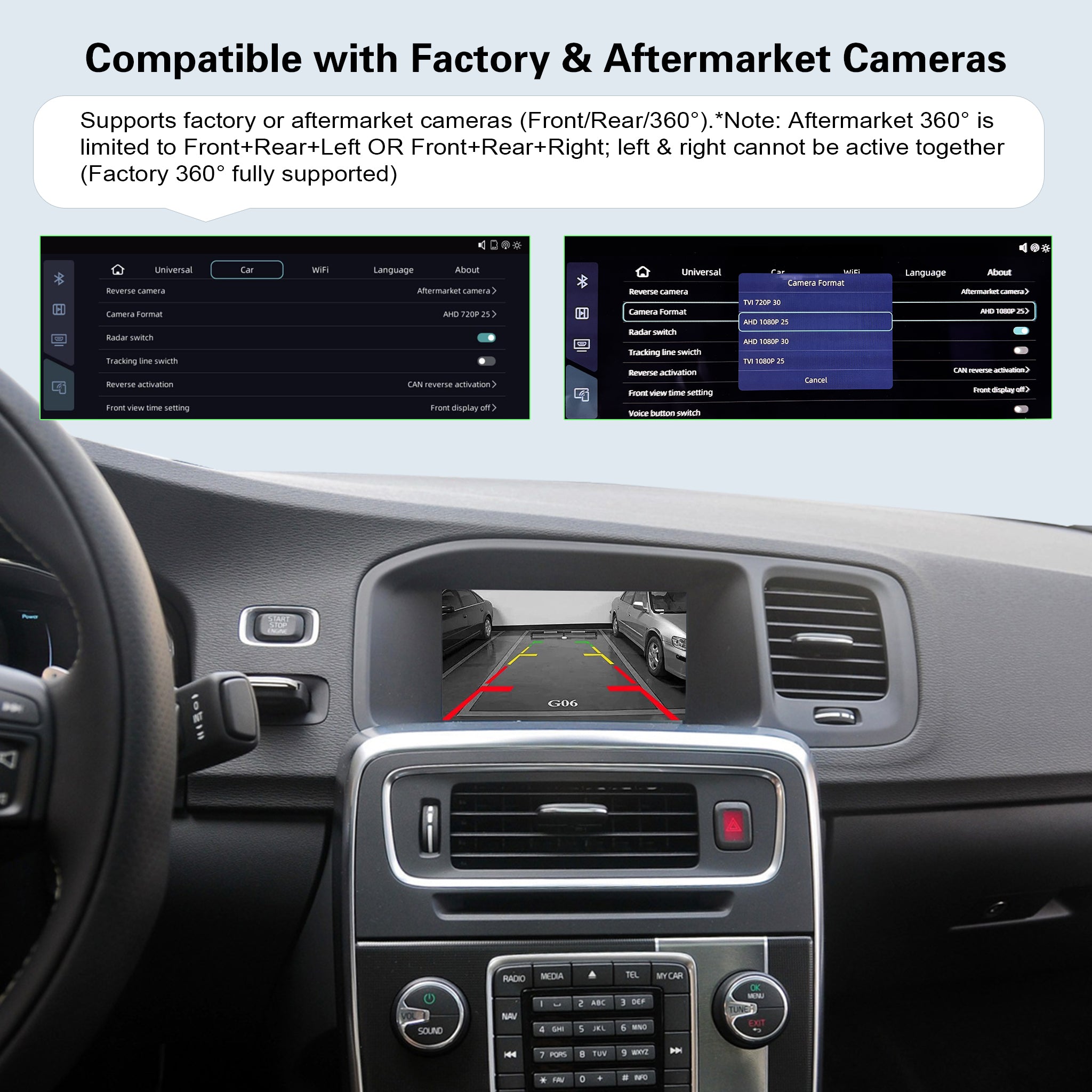 CarPlay & Android Auto for Volvo V40 V60 XC60 S60 S80 XC70 (No Globe Button)