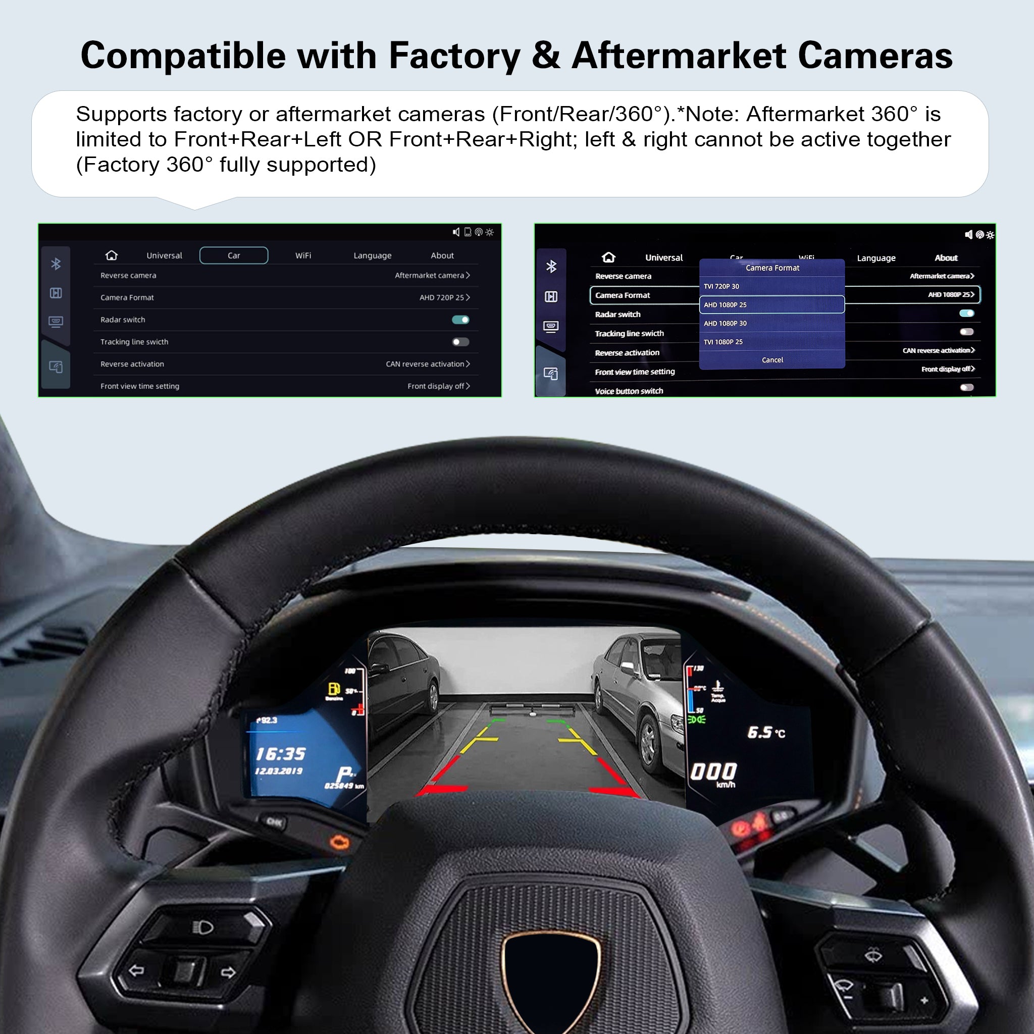 Wireless CarPlay System for Lamborghini Huracán (2014-2018) Instrument Cluster Display