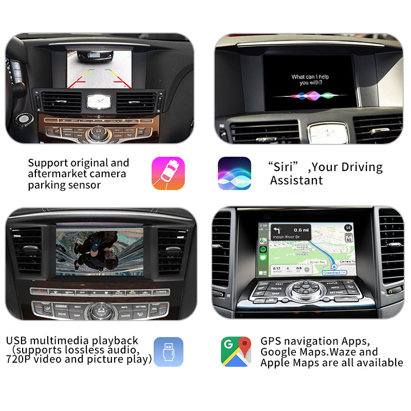 Wireless Apple CarPlay Android Auto for Infiniti  QX60 QX60 Q70 2014-2020 Aftermarket Car Play Upgrade Retrofit Kit