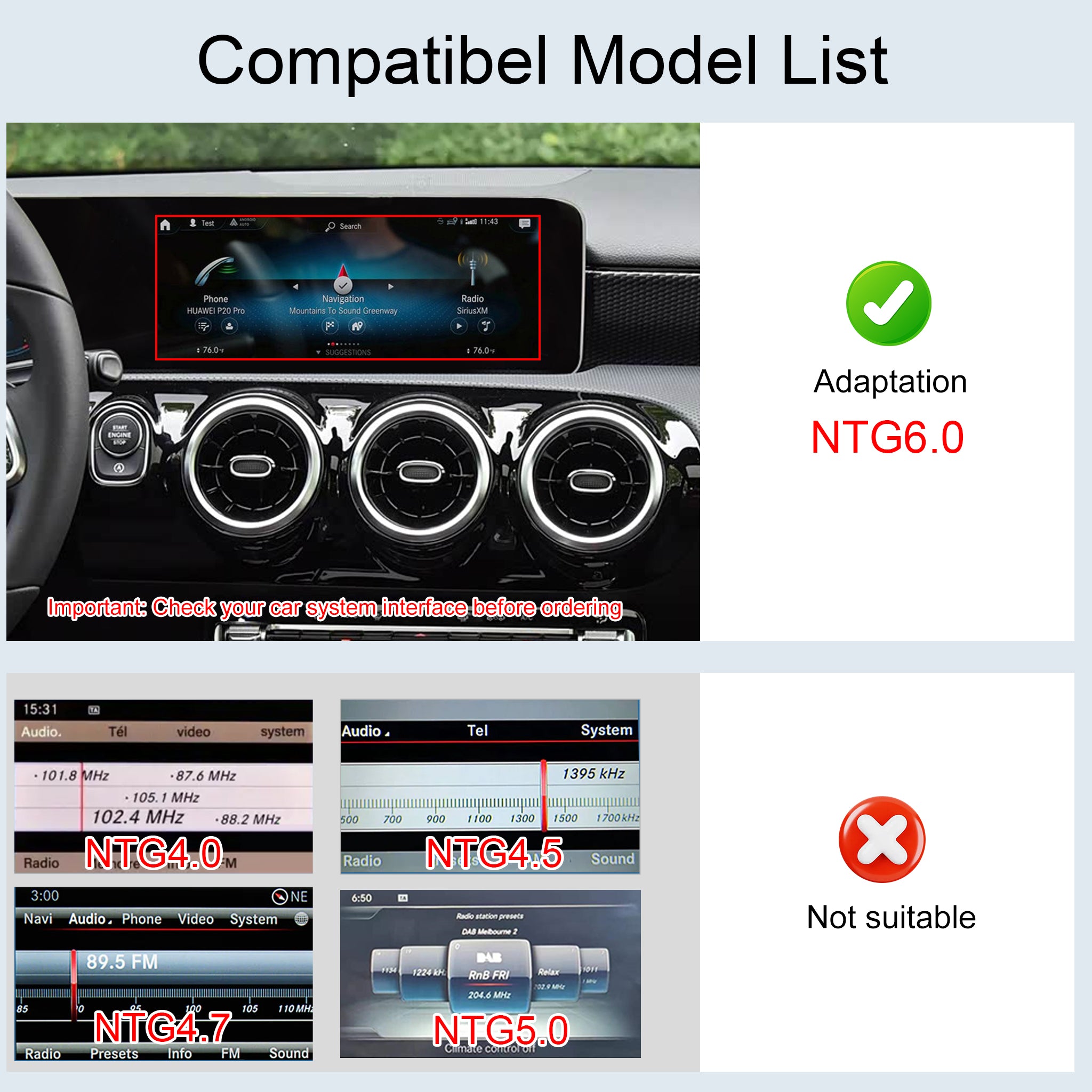 Wireless CarPlay & Android Auto Module for Mercedes-Benz NTG 6.0 MBUX Touchscreen Upgrade