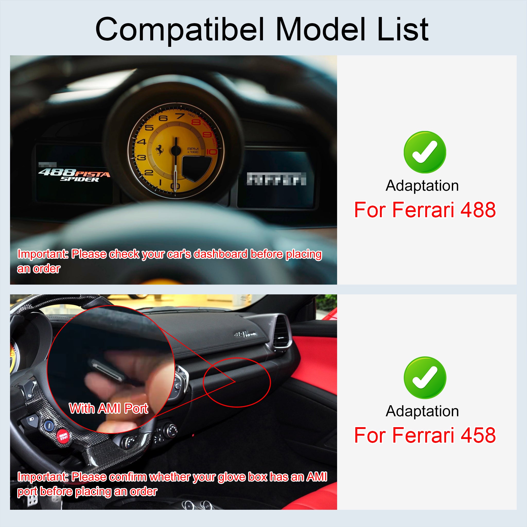Wireless CarPlay & Android Auto Module for Ferrari 458 / 488 | Instrument Cluster Screen Upgrade