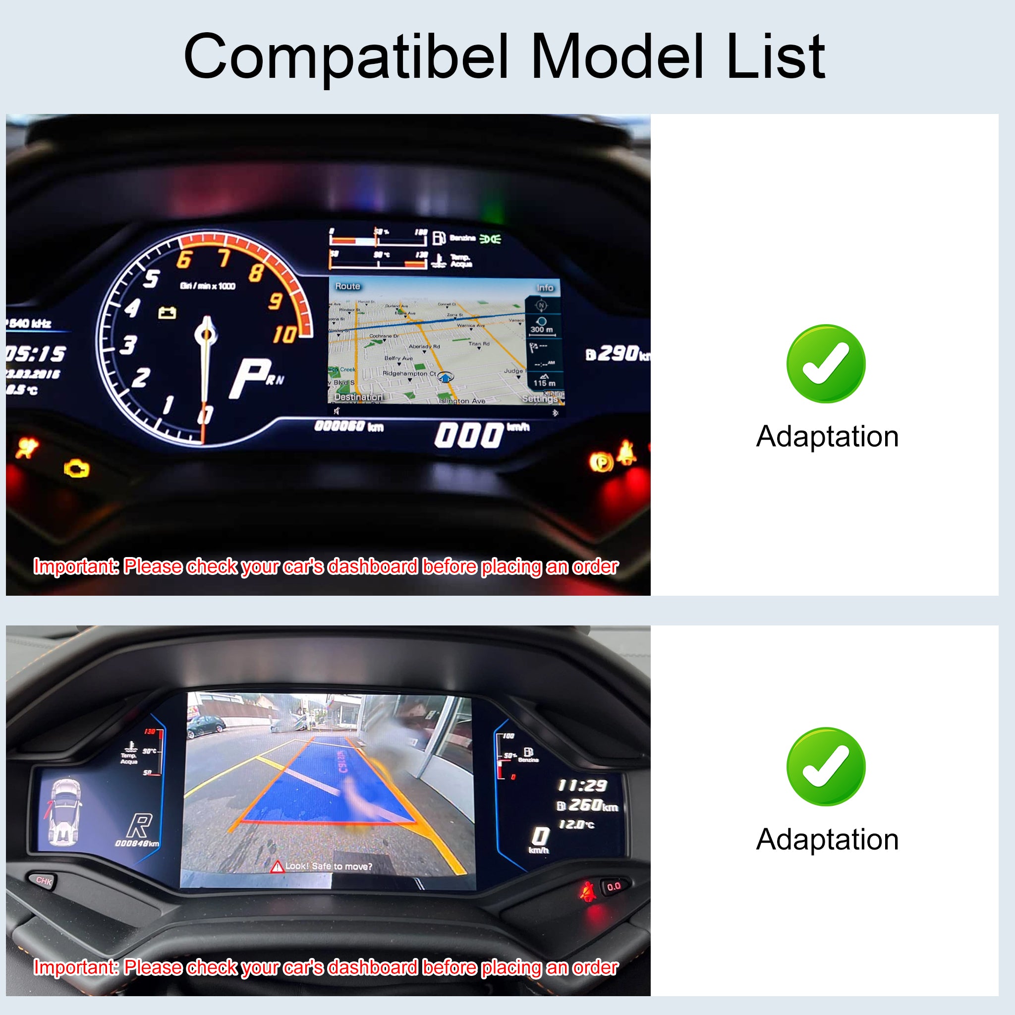 Wireless CarPlay System for Lamborghini Huracán (2014-2018) Instrument Cluster Display