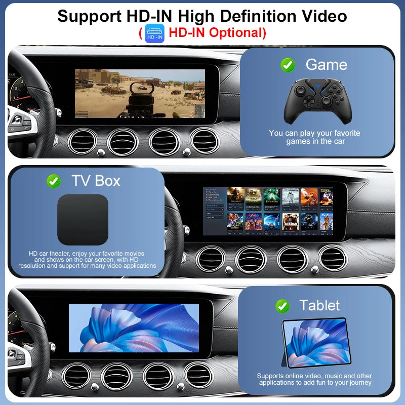 Wireless CarPlay Android Auto Adapter Voice Control for Mercedes Benz E Class W213 2015-2018 OEM Screen Upgrade MirrorLink