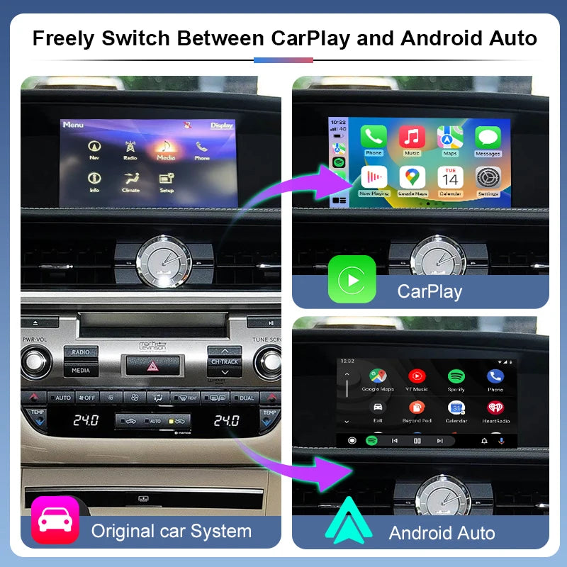 2026 Wireless CarPlay & Android Auto Mirror Link AirPlay for Lexus Models 2012-2019 with Voice Control & Camera Support