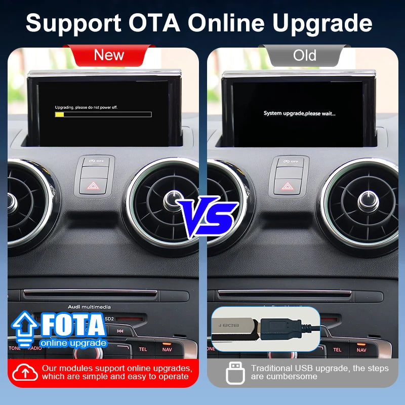 Wireless CarPlay & Android Auto Portable Retrofit Module for Audi A1/Q3 2012-2018 Touch Voice Assist Camera Support 12V