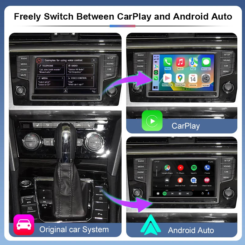 Wireless CarPlay Android Auto Portable Voice Control Volkswagen VW Polo Golf Touareg Tiguan Teramont Passat B8 MIB MIB2 Module