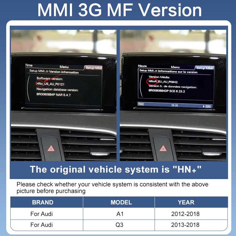 Wireless CarPlay & Android Auto Portable Retrofit Module for Audi A1/Q3 2012-2018 Touch Voice Assist Camera Support 12V