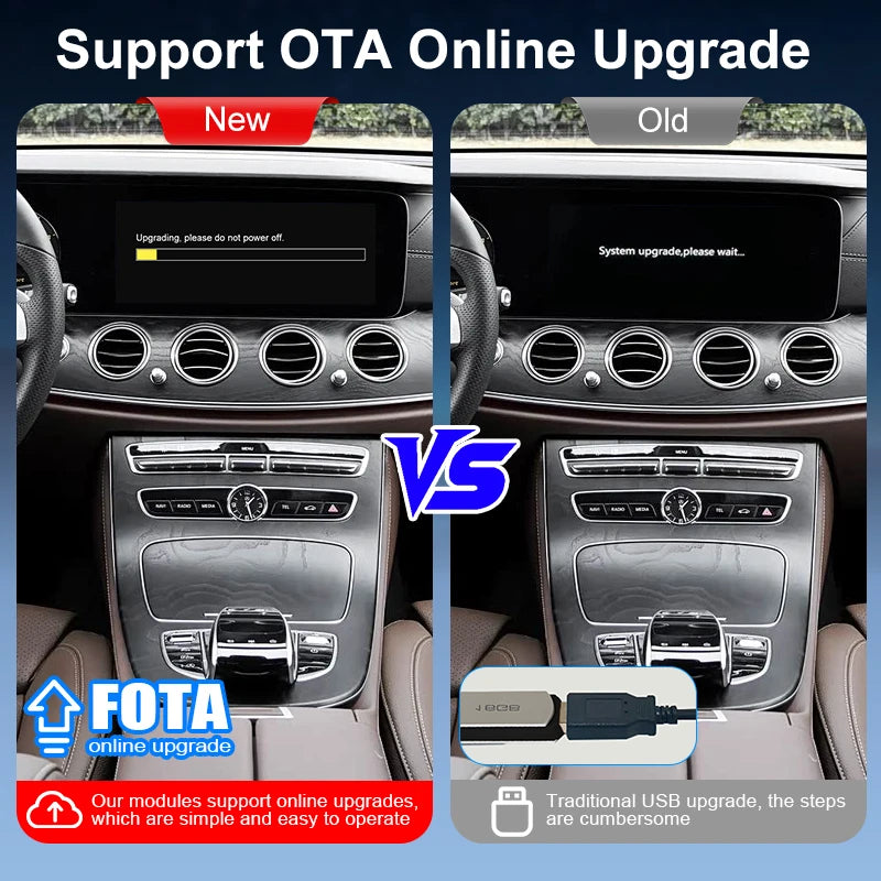 Wireless CarPlay Android Auto Adapter Voice Control for Mercedes Benz E Class W213 2015-2018 OEM Screen Upgrade MirrorLink