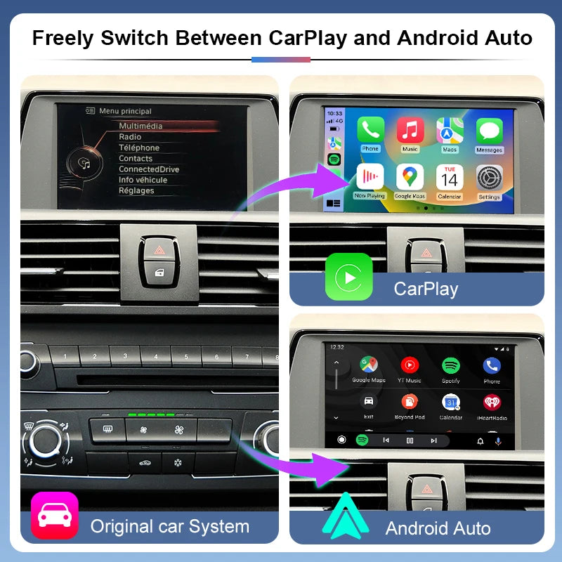 Wireless CarPlay for BMW 1 2 3 4 5 7 Series F10 F20 F36 X1 X3 F25 F26 F48 MINI X4 X5 X6 F15 F16 Android Auto AirPlay Mirror Link