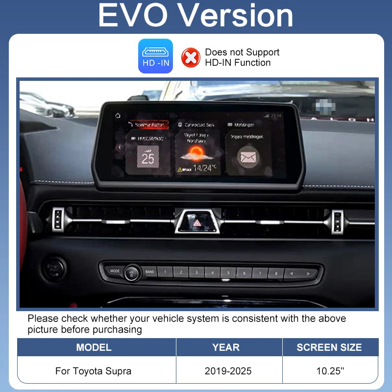 Wireless CarPlay Android Auto Adapter for Toyota Supra 2019-2025 EVO System Plug & Play Supports AirPlay MirrorLink OEM Upgrade