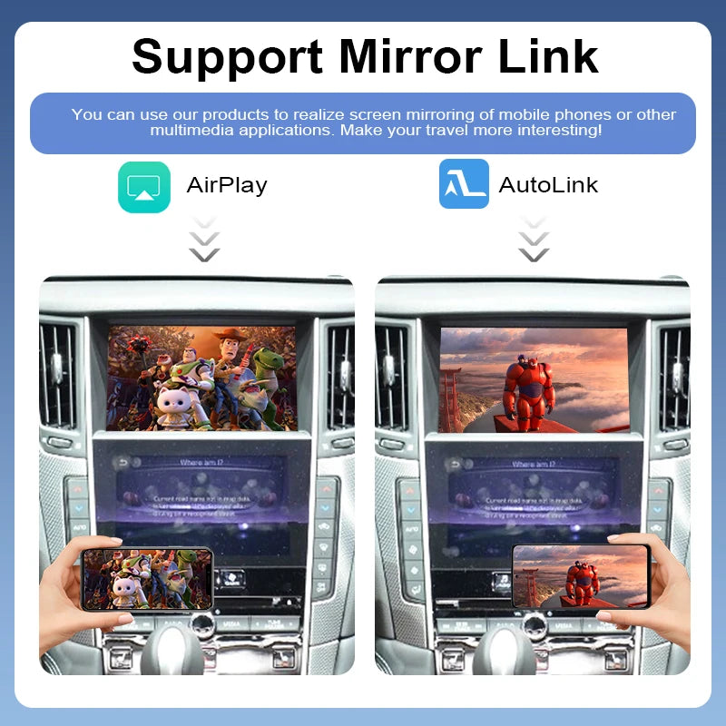 Wireless CarPlay Android Auto Adapter Infiniti QX50/Q60 2013-2015 with Voice Control & Rear/Front Cameras Factory Screen Upgrade