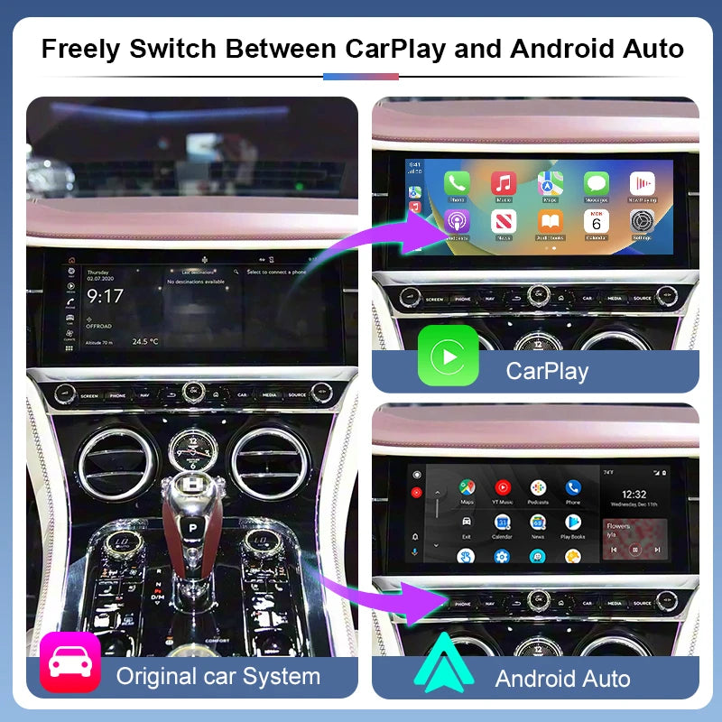 Wireless CarPlay Retrofit Kit for Bentley Bentayga /Flying Spur/Continental 19-21 Android Auto Airplay MirrorLink Voice Control