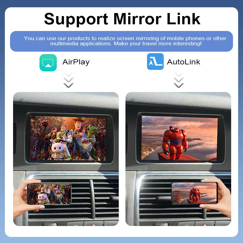 Wireless CarPlay Android Auto Box for Audi A4/A6L/Q7/A8 2005-2009 MMI2G High with AirPlay Mirror Link Functions Reverse Camera