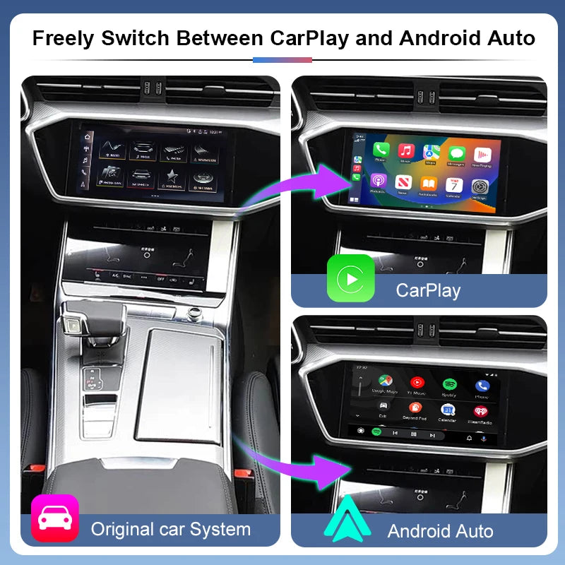 ZTUZAUTO Wireless CarPlay Android Auto Adapter for Audi A7 2019-2025 Q7 2020-2025 Front/Rear Cameras Mirror Link Spotify