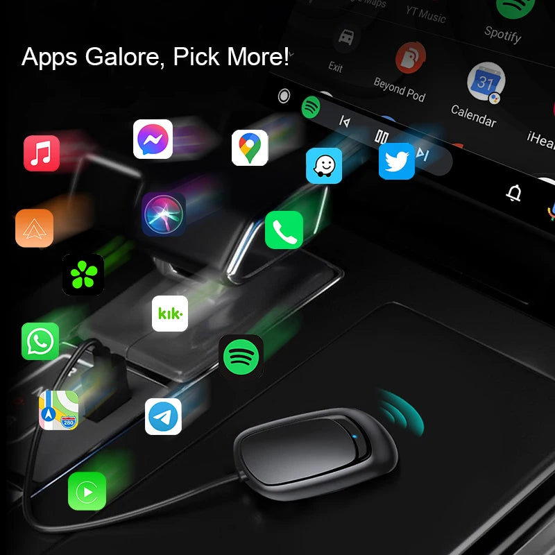 NEW Wireless CarPlay Android Auto Adapter Wired Wireless 2-in-1 Mini Car AI Box USB Type-C Voice Control Audi/VW Compatible 1