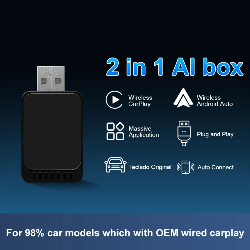 Universal Wired-to-Wireless Carplay USB Adapter Dongle Converter Iphone Smart Box USB Plug Car Play Dongle Box for Iphone