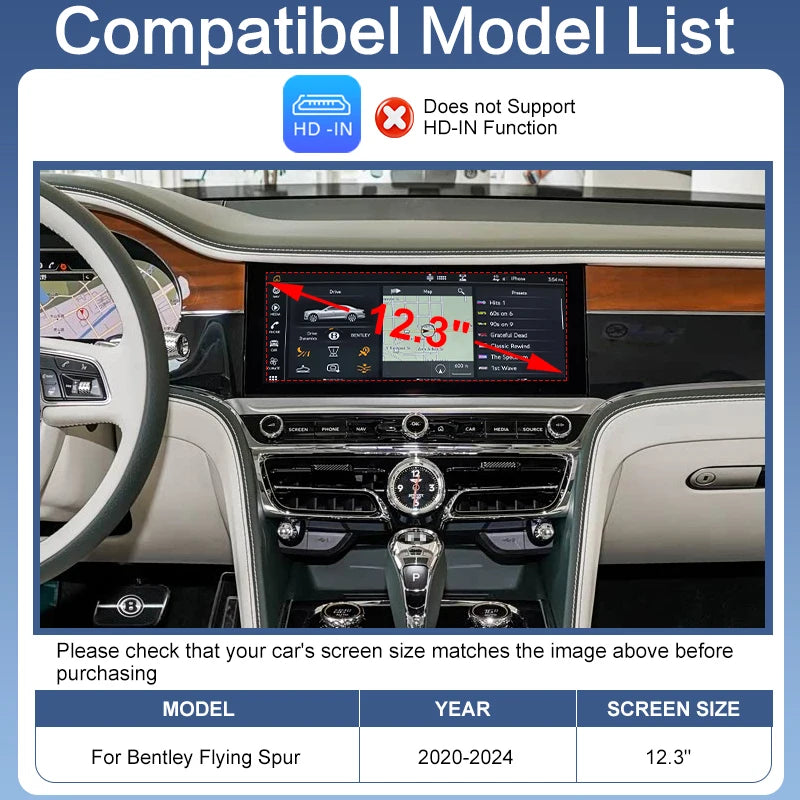 Wireless CarPlay Retrofit Kit for Bentley Bentayga /Flying Spur/Continental 19-21 Android Auto Airplay MirrorLink Voice Control