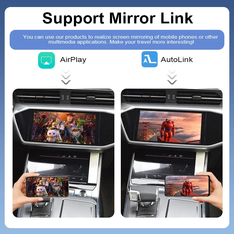 ZTUZAUTO Wireless CarPlay Android Auto Adapter for Audi A7 2019-2025 Q7 2020-2025 Front/Rear Cameras Mirror Link Spotify