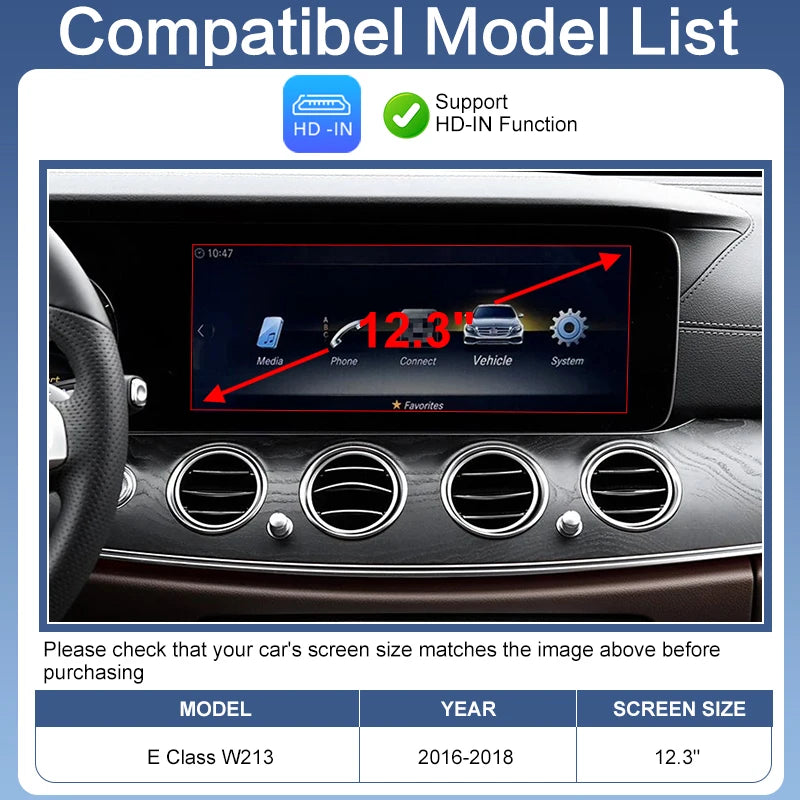 Wireless CarPlay Android Auto Adapter Voice Control for Mercedes Benz E Class W213 2015-2018 OEM Screen Upgrade MirrorLink