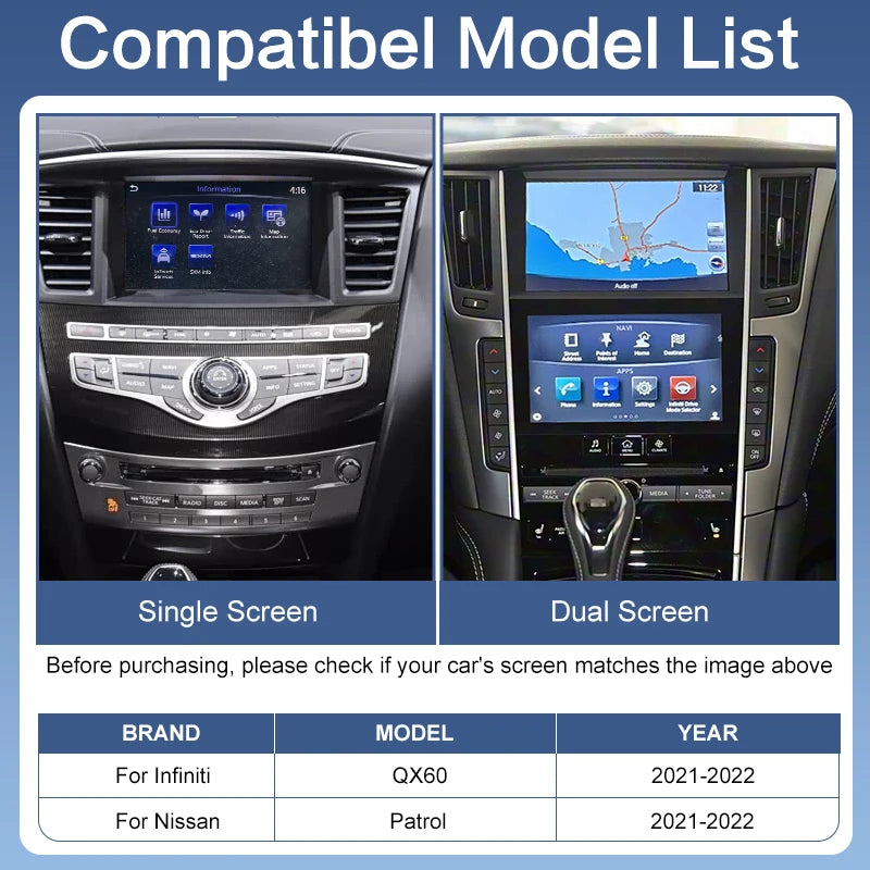 Wireless CarPlay / Android Auto Upgrade for Nissan Patrol/Armada & Infiniti Models 2020-2023