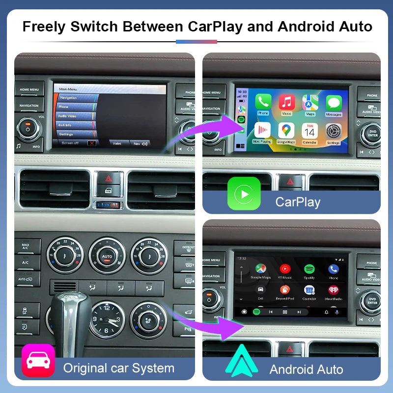 Wireless Carplay Android Auto MirrorLink Box Built-in WiFi for Range Rover / Land Rover Discovery 4 2009-2012 Denso Multimedia