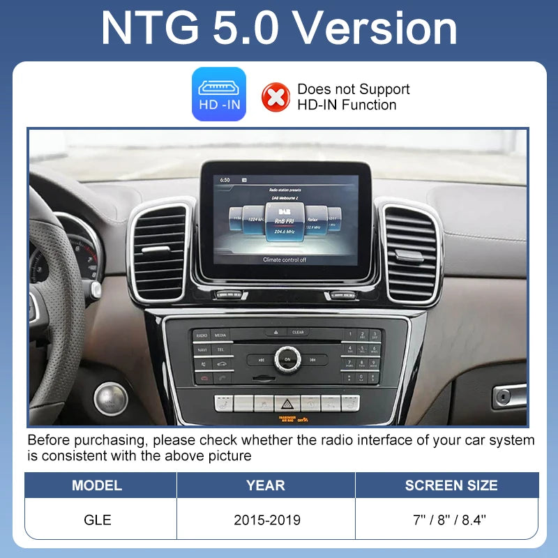 Wireless CarPlay & Android Auto Adapter for Mercedes Benz NTG5.0/5.1 for 2015-2019 GLE/GLS Class AirPlay MirrorLink Plug & Play